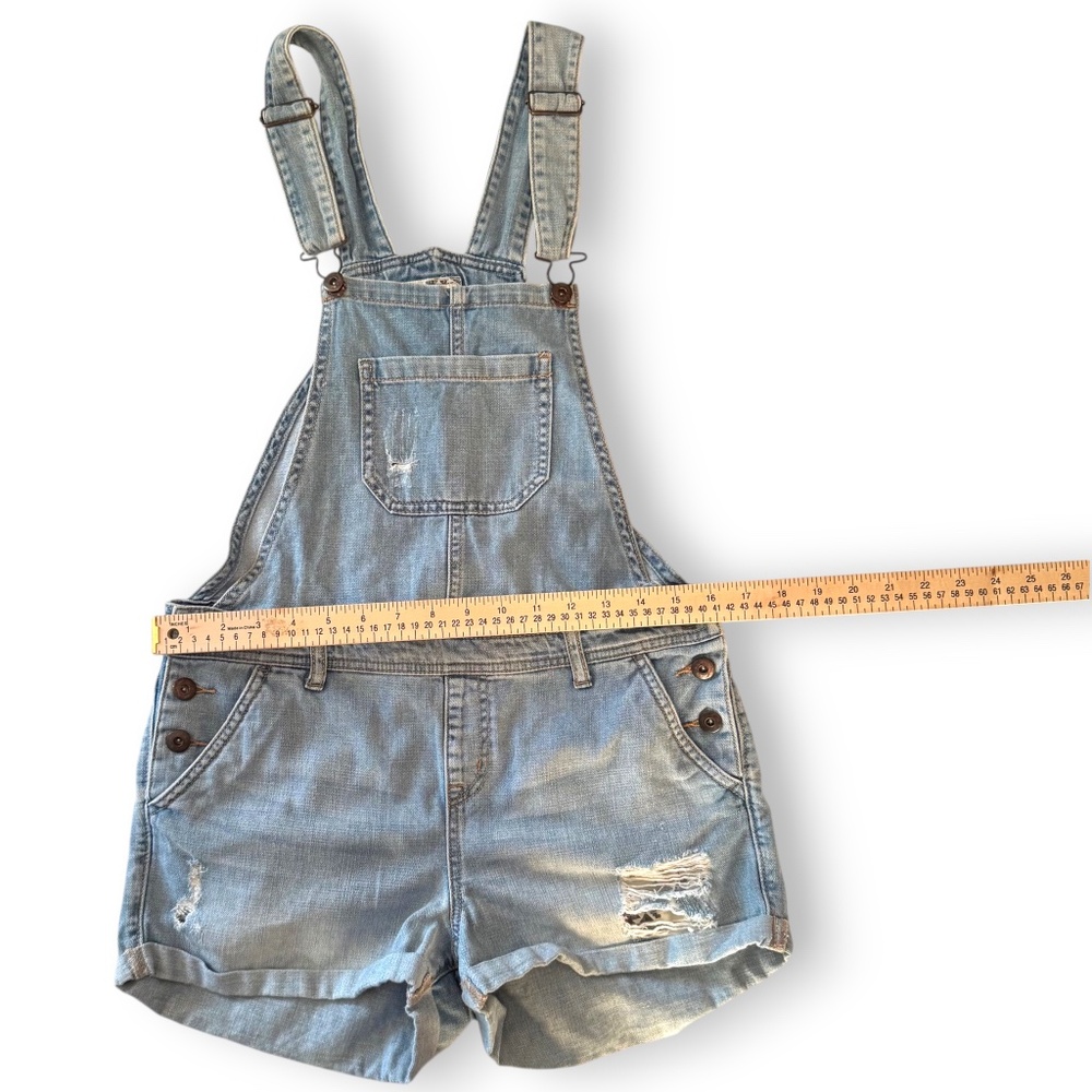 ABERCROMBIE & FITCH denim short overalls romper light wash size 27 - Picture 8 of 8